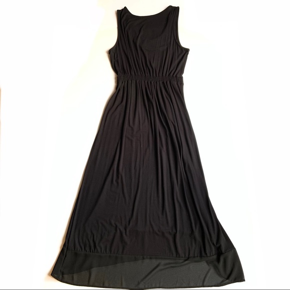 { NY Collection } Beaded Black Maxi Dress Sz M - Picture 2 of 5